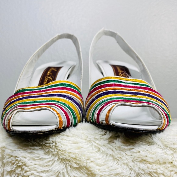 Aurelio Garcia Leather Multicolor Slingback Heels - Picture 7 of 15